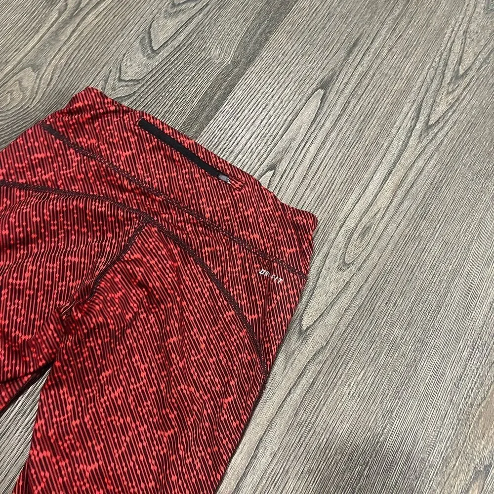 Nike Dri-FIT Red Printed Athletic Leggings Mid Length Size XS